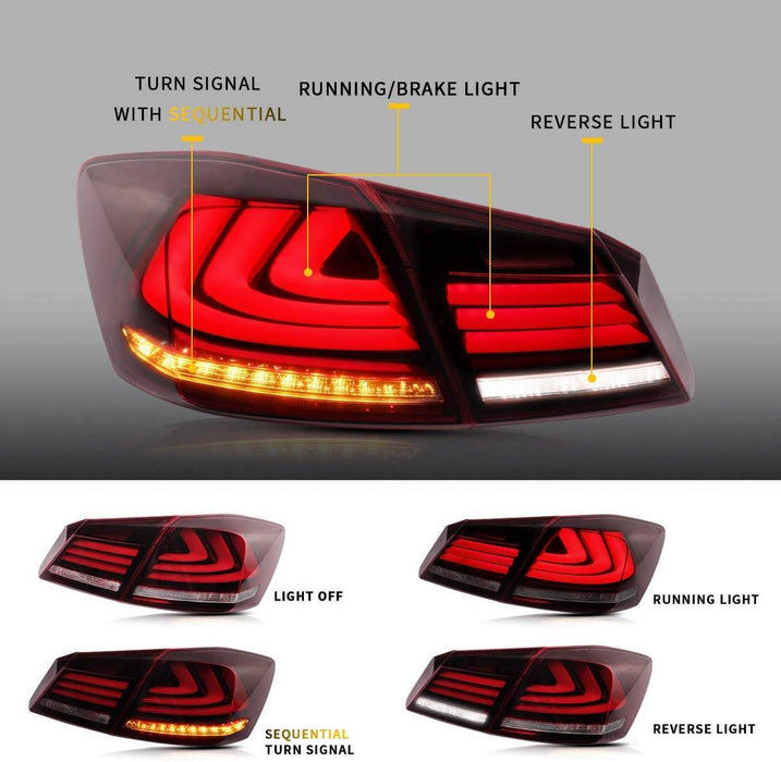 VLAND Full LED Tail lights For Honda Accord 9.5th 2016-2017 w/Rear License Garnish Assy of Honda Accord 13-15 (US Models)