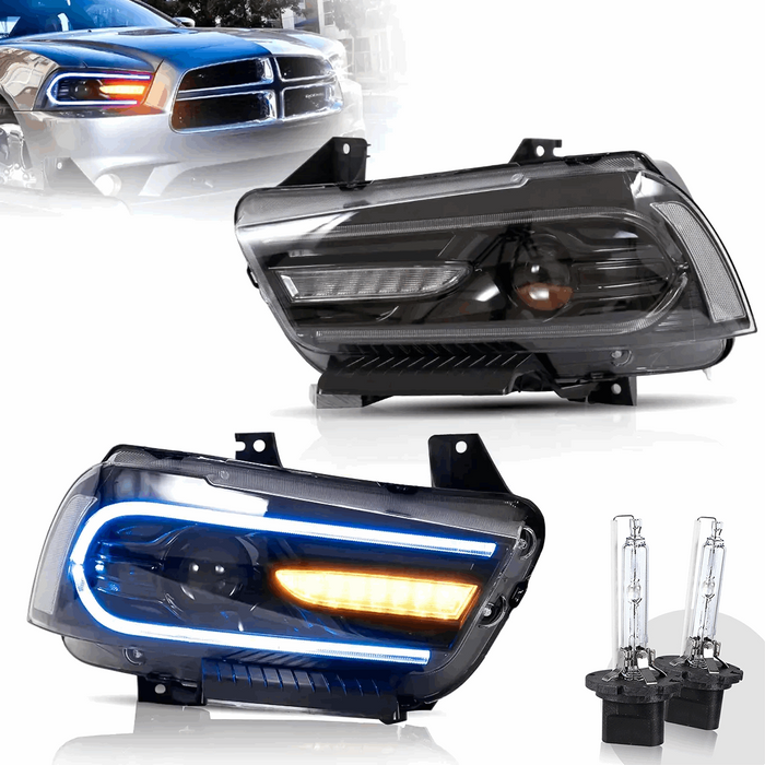 Vland Dual Beam Projector RGB Headlights For Dodge Charger 2011-2014