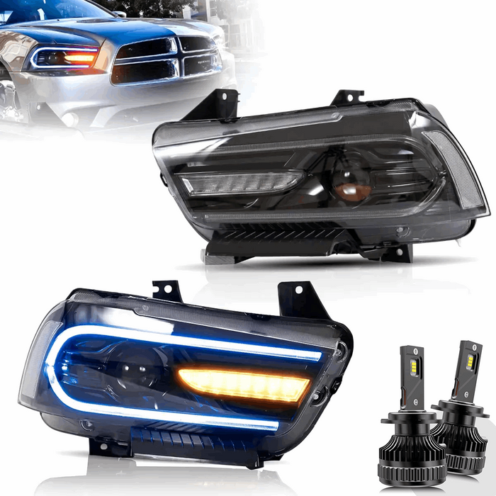 Vland Dual Beam Projector RGB Headlights For Dodge Charger 2011-2014