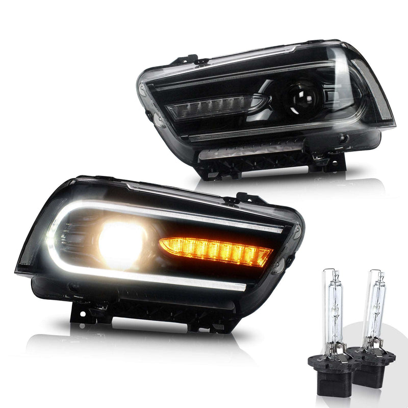 Vland Dual Beam Projector RGB Headlights For Dodge Charger 2011-2014