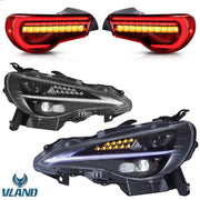 VLAND Full LED Dual Beam Headlights + LED Tail Lights for Toyota 86 2012-2020, Subaru BRZ 2013-2019 and Scion FR-S 2013-2016 1st Gen (First generation ZN6/ZC6) w/ sequential Turn Signal