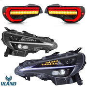 VLAND Full LED Dual Beam Headlights + LED Tail Lights for Toyota 86 2012-2020, Subaru BRZ 2013-2019 and Scion FR-S 2013-2016 1st Gen (First generation ZN6/ZC6) w/ sequential Turn Signal