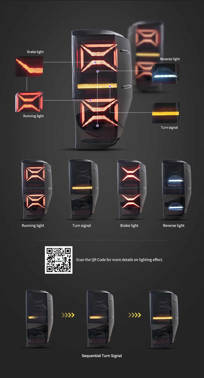 VLAND LED Tail Lights II For Ford Ranger T6/P375 2012-2022