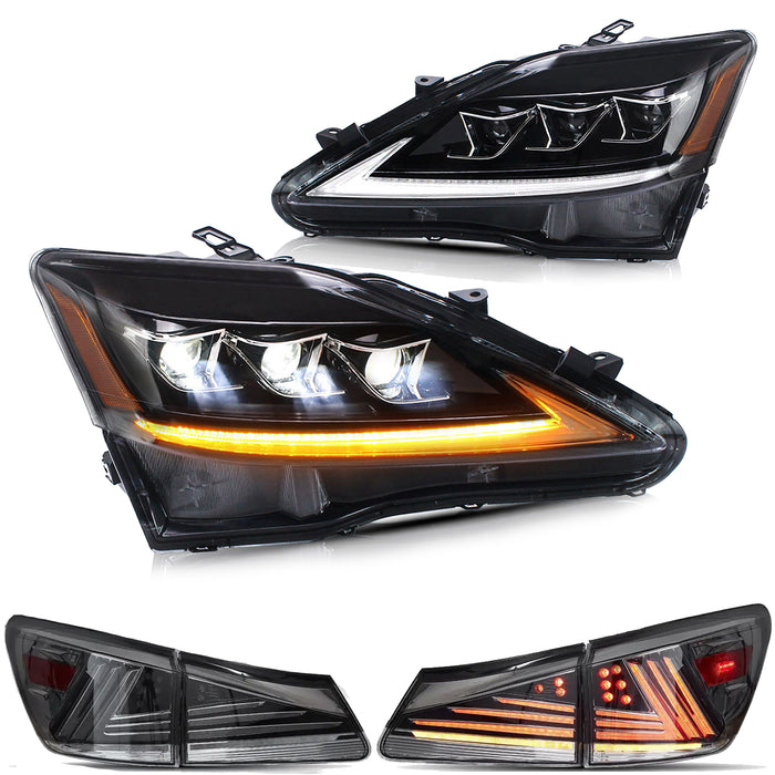 VLAND LED Headlights + Full LED Tail Lights for Lexus IS250 IS350 2006-2012 IS200d IS F 2008-2014