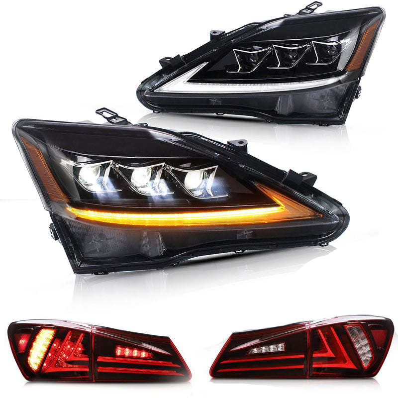 VLAND LED Headlights and Tail Lights for Lexus IS250 IS350 2006-2012 IS200d IS F 2008-2014 (Multi-Choice Combination)