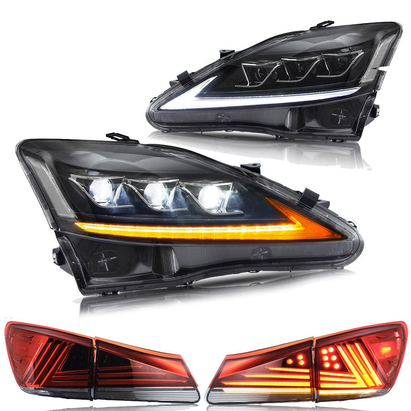 VLAND LED Headlights + Full LED Tail Lights for Lexus IS250 IS350 2006-2012 IS200d IS F 2008-2014