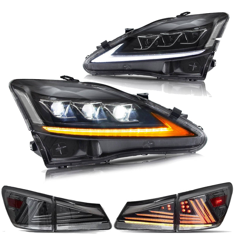 VLAND LED Headlights + Full LED Tail Lights for Lexus IS250 IS350 2006-2012 IS200d IS F 2008-2014