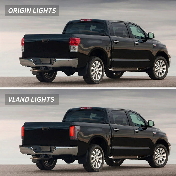 VLAND LED Projector Headlights + Smoked LED Tail Lights For Toyota Tundra 2007-2013