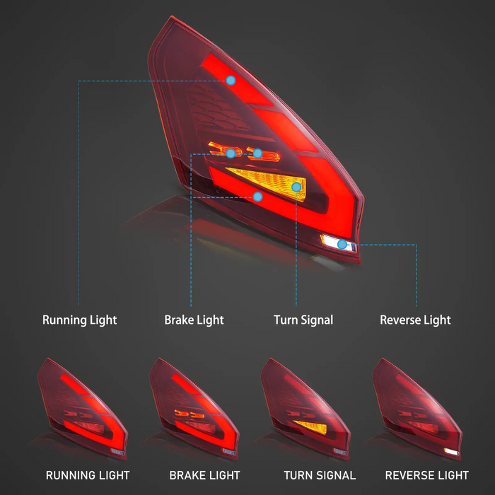 VLAND Full LED Tail Lights For Ford Fiesta 2009-2017