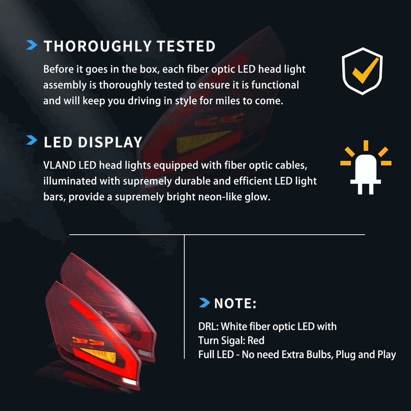 VLAND Full LED Tail Lights For Ford Fiesta 2009-2017