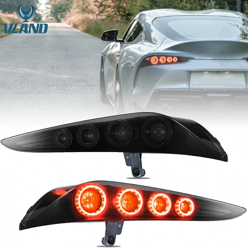 VLAND Full LED Tail Lights for Toyota GR Supra 2019-Present 5th Gen (Fifth Generation, Model Code J29/DB A90/A91) Heritage Edition Style Red Turn Signal