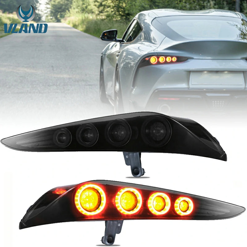 VLAND Full LED Tail Lights for Toyota GR Supra 2019-Present 5th Gen (Fifth Generation, Model Code J29/DB A90/A91) Heritage Edition Style Amber Turn Signal