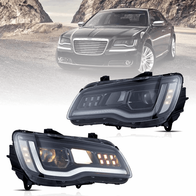 VLAND Dual Beam Projector Headlights for Chrysler 300/300C 2011-2014 / Lancia Thema 2011–2014 2nd Gen LD