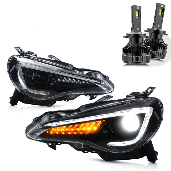 Vland Headlights For Toyota 86 2012-2020, Subaru BRZ 2013-2019 and Scion FR-S 2013-2016 1st Gen (First generation ZN6/ZC6) w/ sequential Turn Signal