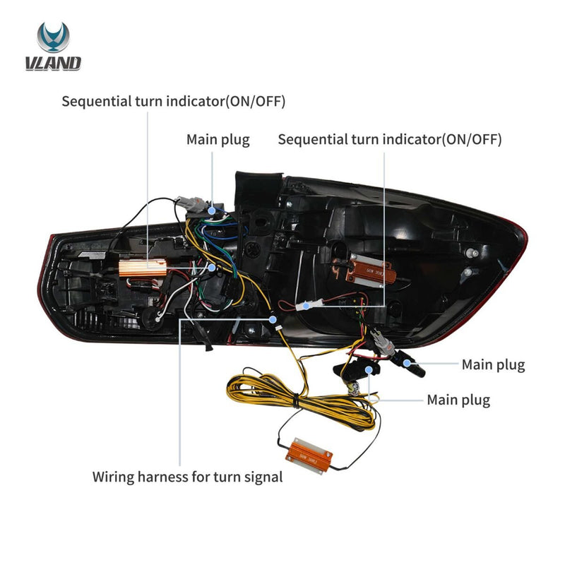 Vland LED Tail Lights for 12-19 BMW 3 Series F31 Touring LCI-Style