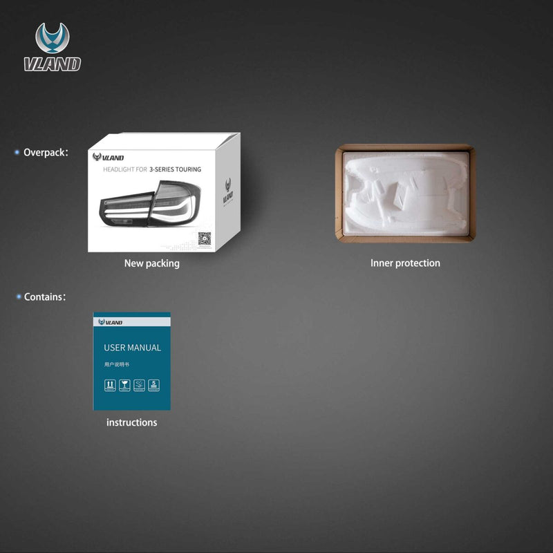 Vland LED Tail Lights for 12-19 BMW 3 Series F31 Touring LCI-Style