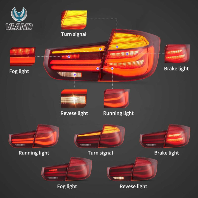 Vland LED Tail Lights for 12-19 BMW 3 Series F31 Touring LCI-Style