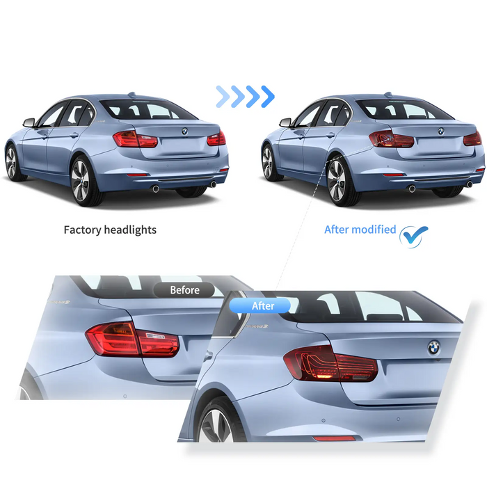 VLAND LED Tail Lights for BMW 3-Series M3 F30 F35 F80 6th Gen Sedan 2012-2019 Laser DRL [CS Style]