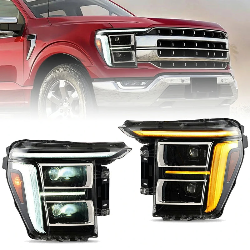 Vland Full LED Dual Beam Headlights for 2021-2024 Ford F150 With Amber/White DRL Options