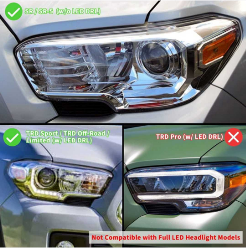 VLAND LED Headlights & Amber Turn Tail Lights For Toyota Tacoma 2016-2023