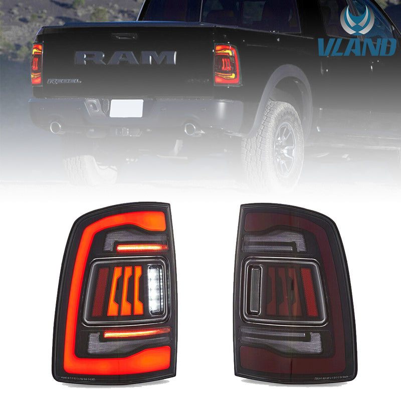 VLAND Full LED Tail Lights for Dodge Ram 1500 2009-2018 w/ Start-up Animation