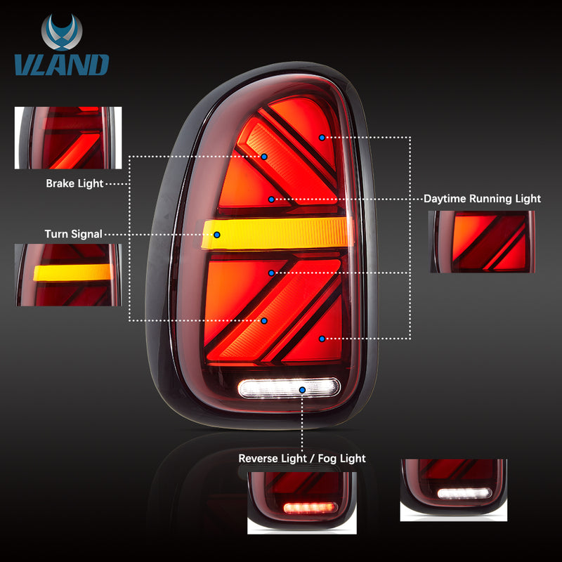 Vland LED Tail Lights II For Mini Cooper Countryman R60 2010-2016 (First Generation) with Start-up Animation