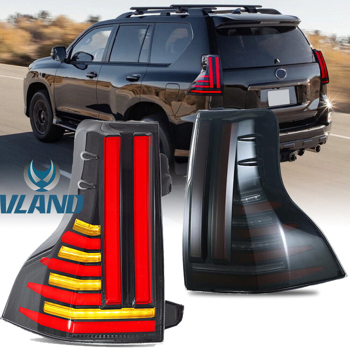 VLAND Full LED Tail Lights for Lexus GX460 2010-2023 w/ Startup Animation Sequential Turn Signal