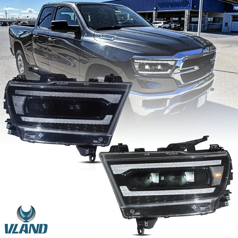 VLAND Full LED Projector Headlights For Ram 1500 2019-2024 5th Gen