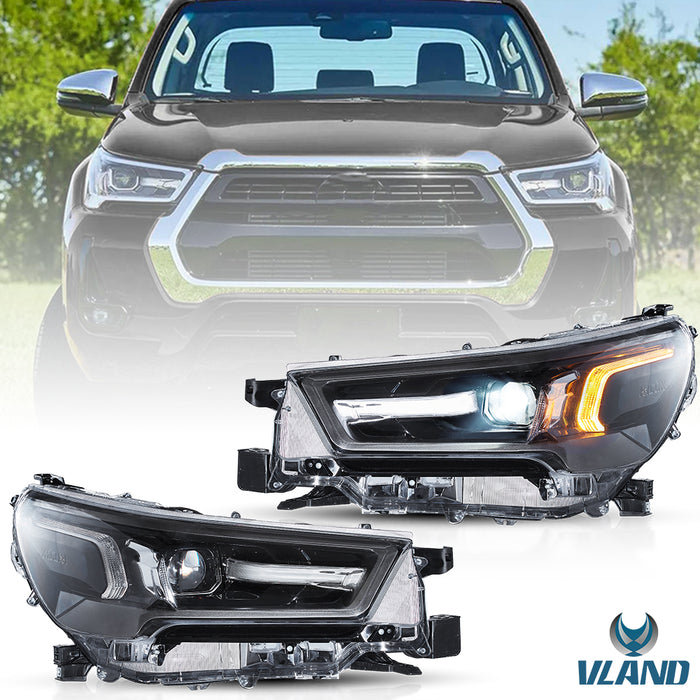 VLAND LED Dual Beam Headlights for Toyota Hilux / Revo 2020-2024 8th Gen 2nd Facelift Models (AN110/120/130)