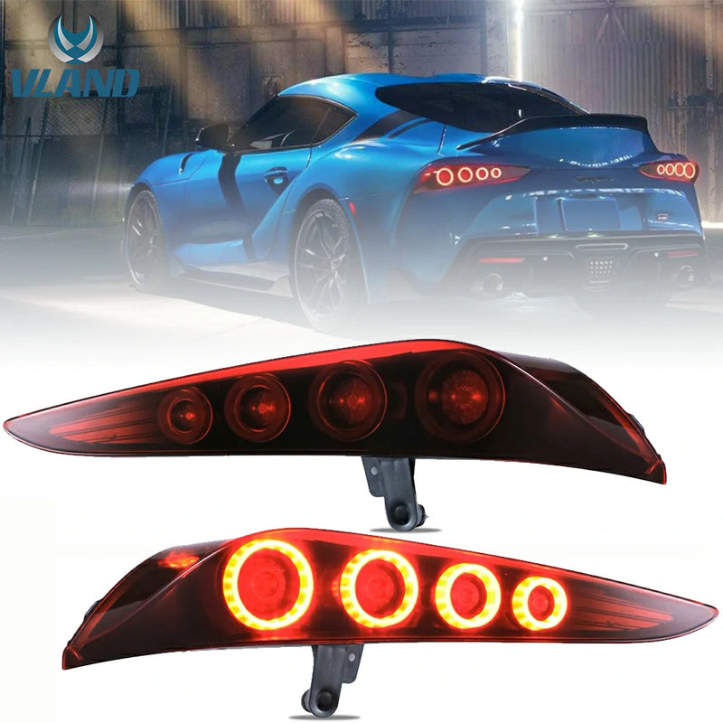 VLAND Full LED Tail Lights for Toyota GR Supra 2019-Present 5th Gen (Fifth Generation, Model Code J29/DB A90/A91) Heritage Edition Style Red Turn Signal