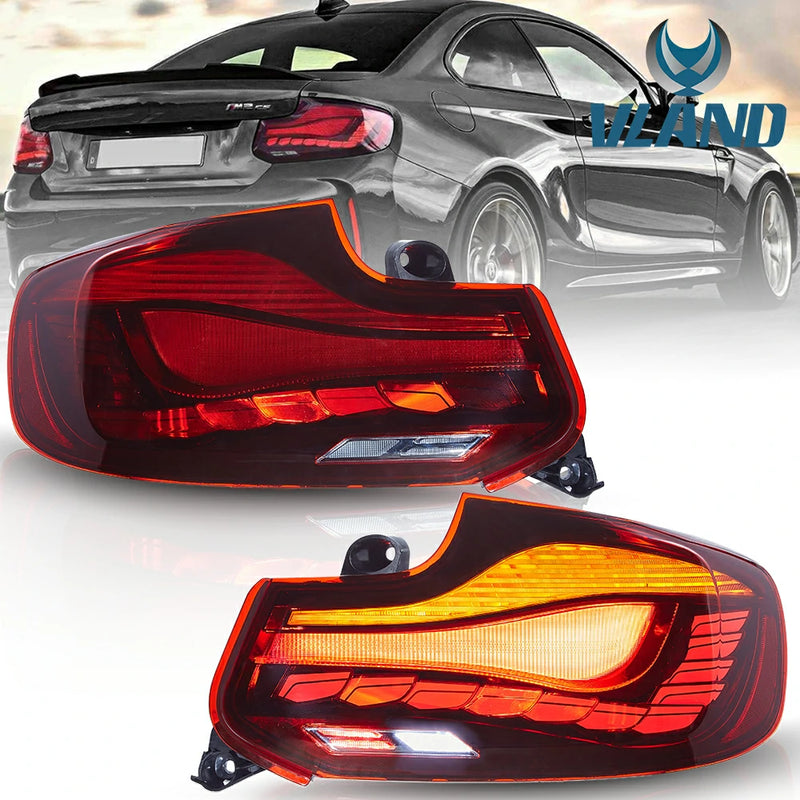 VLAND Full LED Tail Lights for BMW 2 Series M2 2014-2021 1st Gen (F87/F22/F23) w/ Startup Animation Selectable [GTS Style]