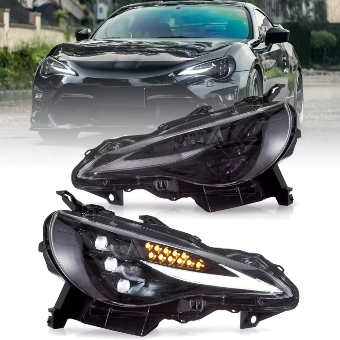 VLAND LED Dual Beam Headlights for Toyota 86 12-20, Subaru BRZ 13-19, Scion FR-S 13-16 1st Gen (ZN6/ZC6) w/ sequential Turn Signal Dynamic Mode