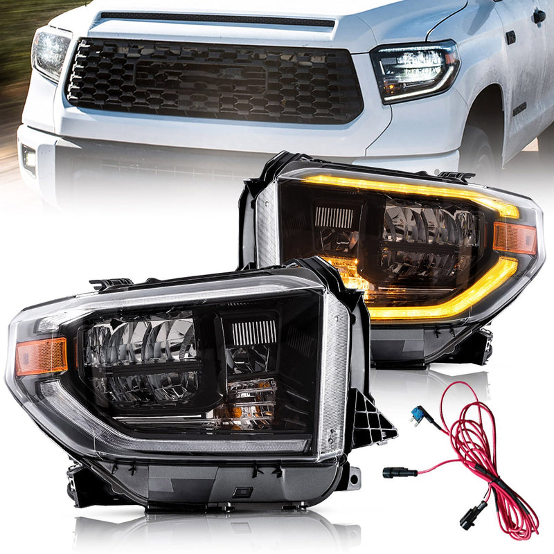 VLAND LED Headlights For Toyota Tundra 2014-2021 with Sequential Turn Signals