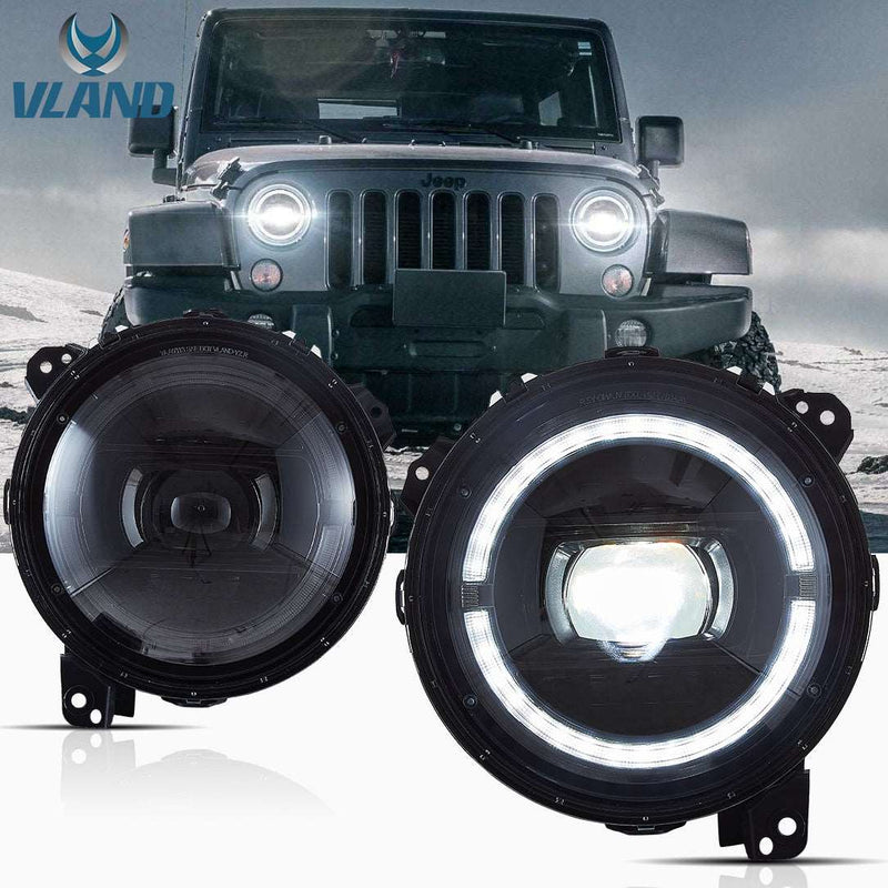 VLAND Full LED Headlights For Jeep Wrangler 2018-UP w/ Startup Animation (9 Inches) YAA-MR-0313A