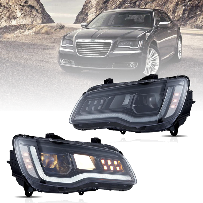 VLAND Dual Beam Projector Headlights for Chrysler 300/300C 2011-2014 / Lancia Thema 2011–2014 2nd Gen LD