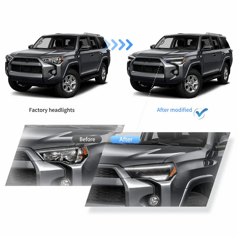 VLAND LED Matrix Projector Headlights For Toyota 4Runner 2014-2023 5th Gen [4 Projectors]