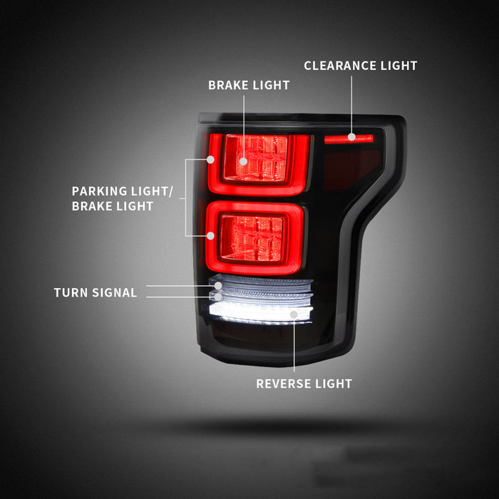 Fanali posteriori Vland Full LED per camioncino Ford F150 2015-2020 con indicatore dinamico YAB-F150-0308