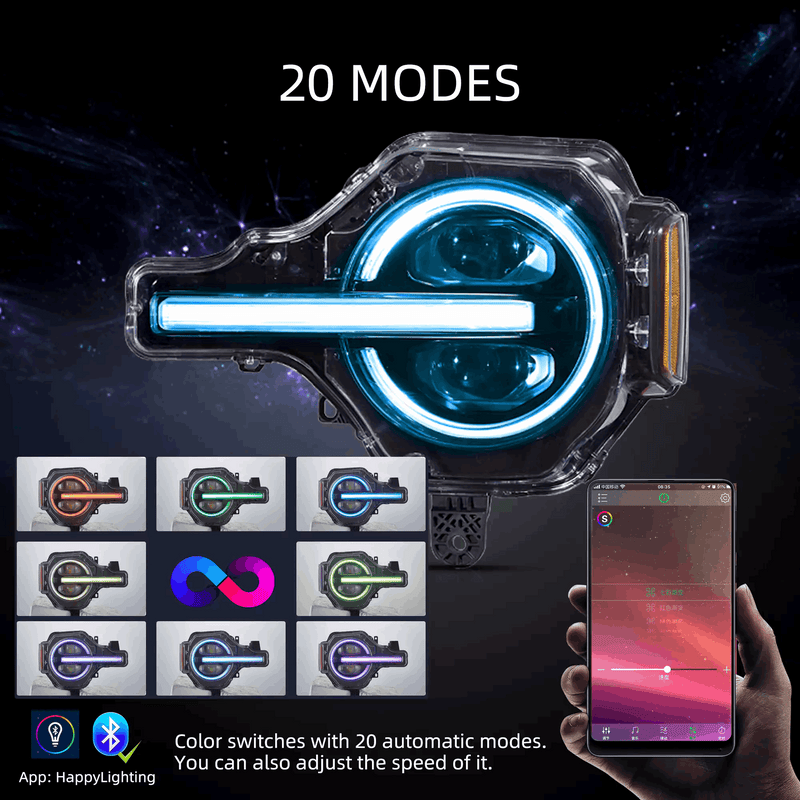 VLAND Full LED Projector RGB Headlights for Ford Bronco 2021-2023 6th Gen (U725)