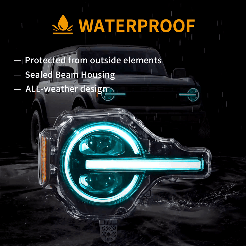 VLAND Full LED Projector RGB Headlights for Ford Bronco 2021-2023 6th Gen (U725)