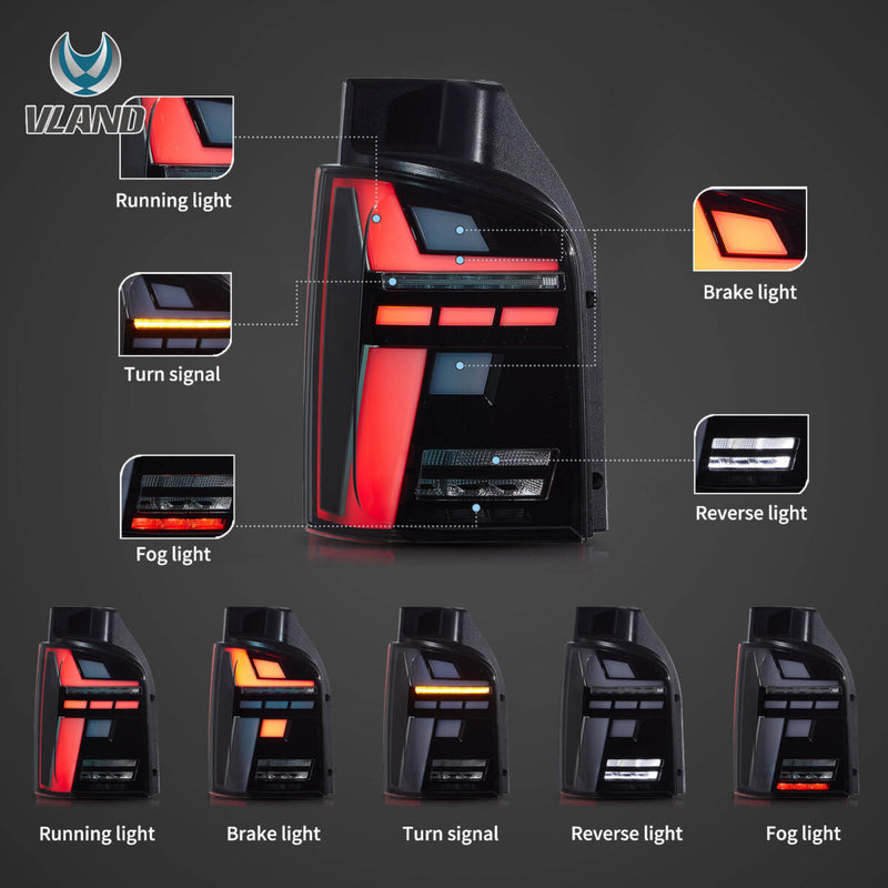 Vland LED Tail Lights for 2010-2014 VW Transporter T5 Multivan Caravelle