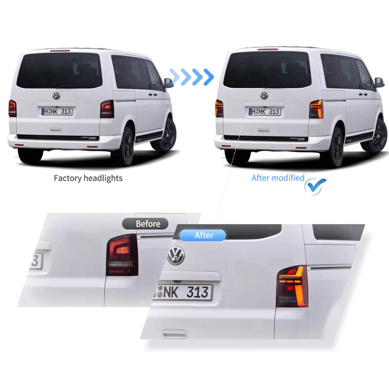 Vland LED Tail Lights for 2010-2014 VW Transporter T5 Multivan Caravelle