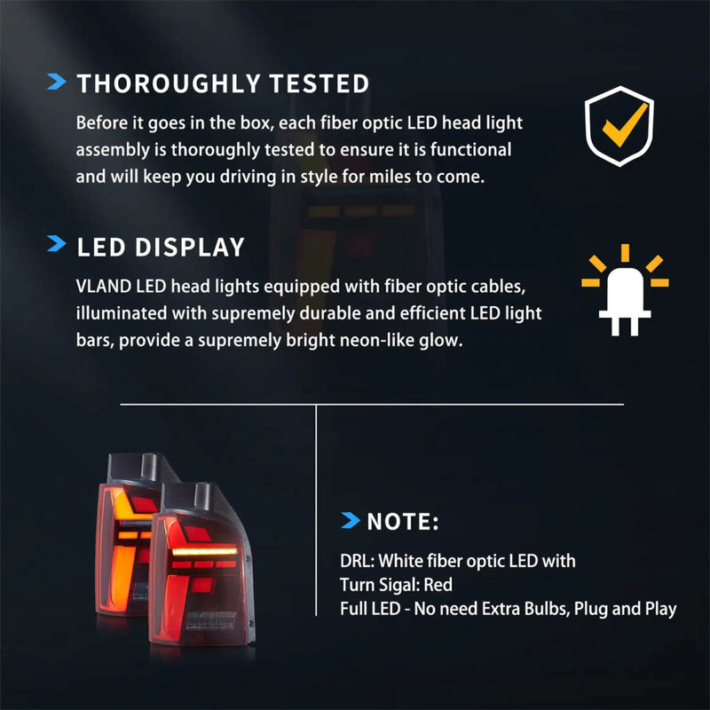Vland LED Tail Lights for 2010-2014 VW Transporter T5 Multivan Caravelle