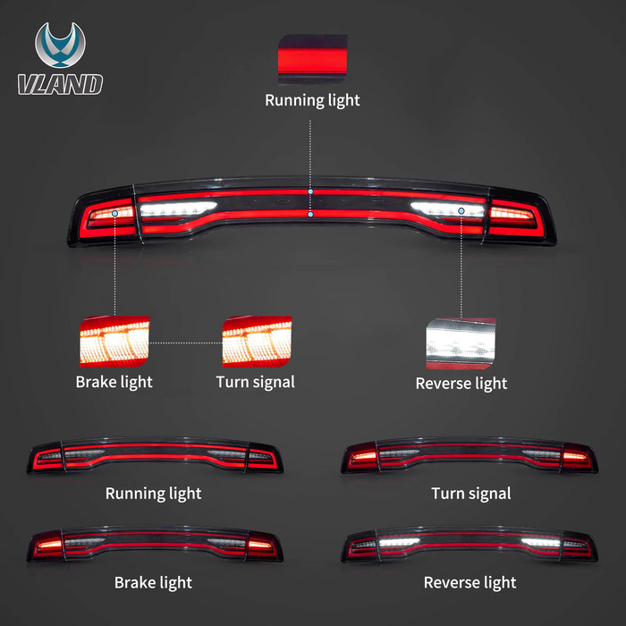 Vland LED Tail Lights For Dodge Charger 2011-2014