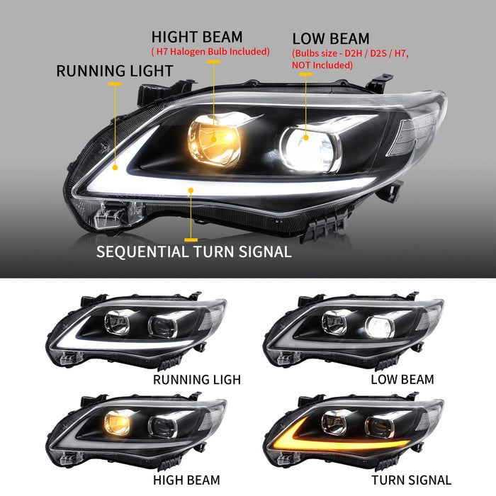 VLAND LED Scheinwerfer für Toyota Corolla 2011-2013