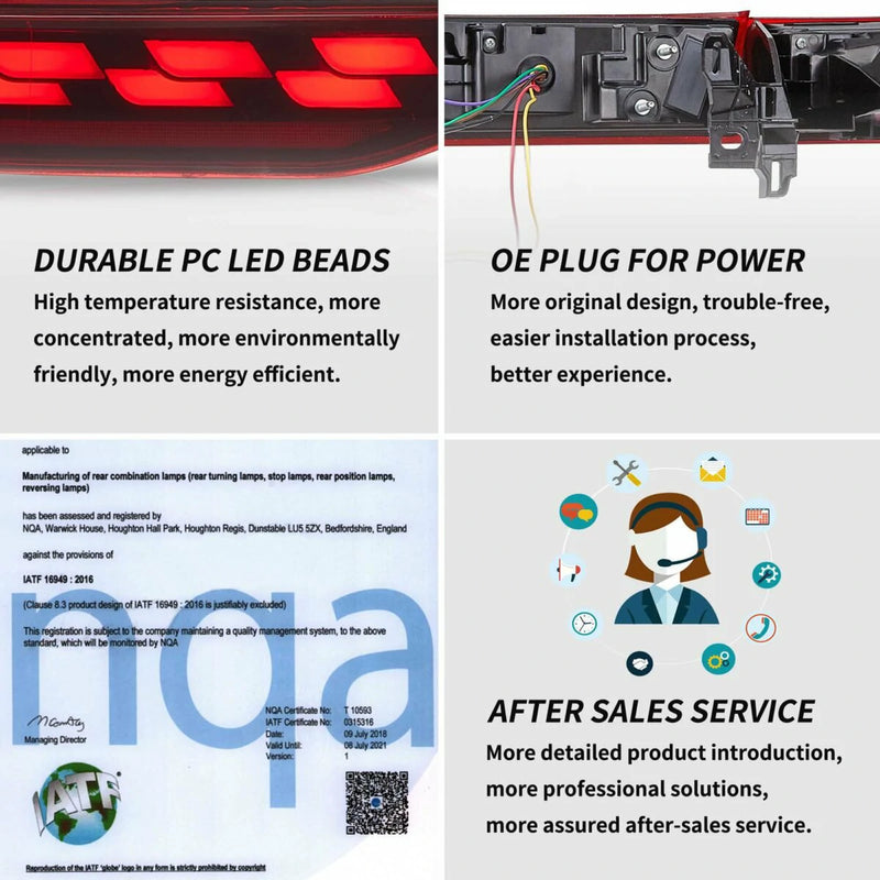 Vland Full LED Tail Lights for 2021–2024 Toyota Venza & Toyota Harrier 4th gen XU80 with Sequential Turn Signal