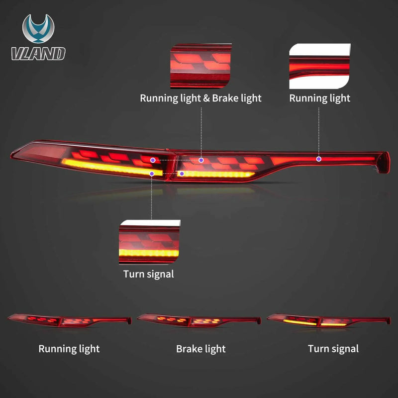 Vland Full LED Tail Lights for 2021–2024 Toyota Venza & Toyota Harrier 4th gen XU80 with Sequential Turn Signal