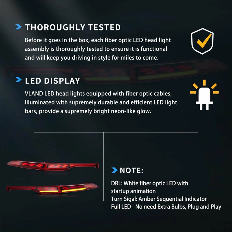 Vland Full LED Tail Lights for 2021–2024 Toyota Venza & Toyota Harrier 4th gen XU80 with Sequential Turn Signal