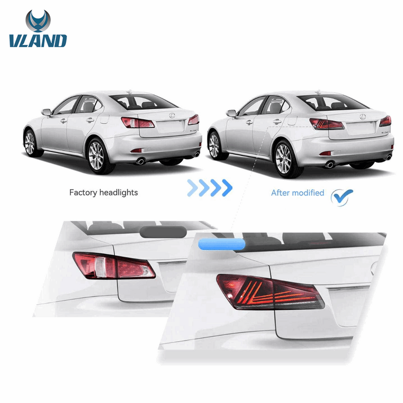 VLAND LED Headlights + Full LED Tail Lights for Lexus IS250 IS350 2006-2012 IS200d IS F 2008-2014