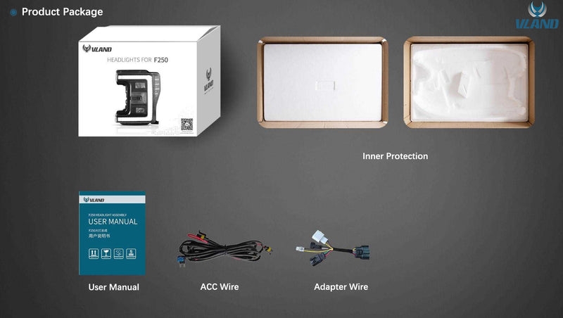 VLAND LED LHD Headlights for Ford F250 / F350 / F450 / F550 Super Duty 2017-2019 Fourth generation All Models