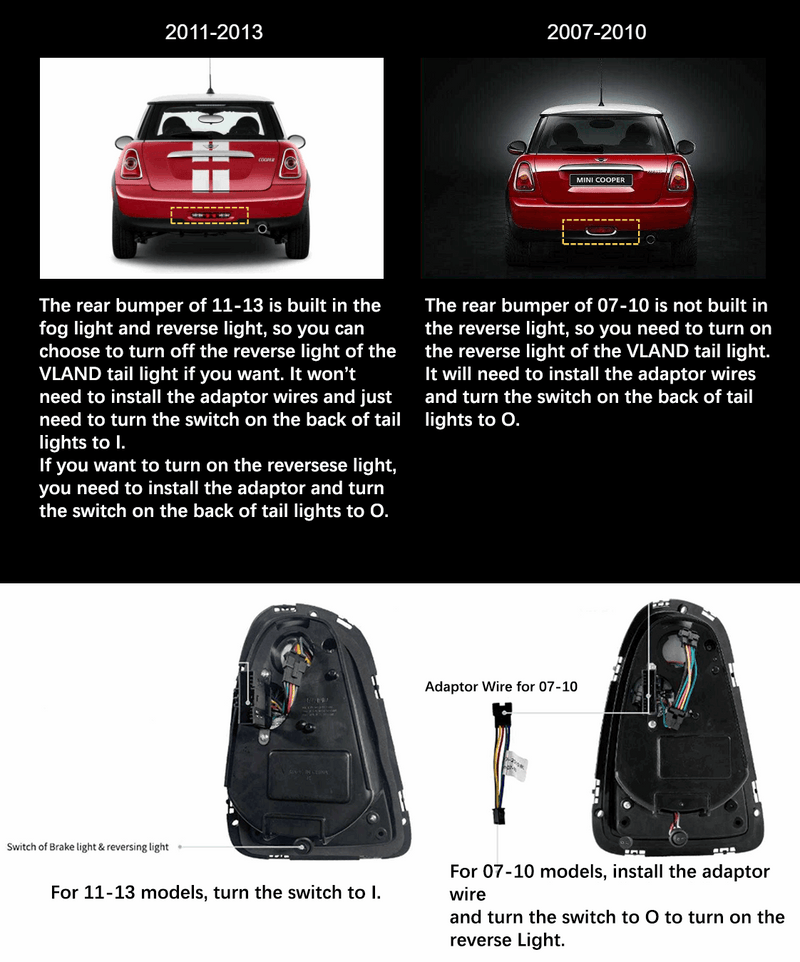 Vland LED Tail Lights For Mini Cooper R-Series 2007-2013 w/ Sequential Indicator (MOQ of 100 Sets)